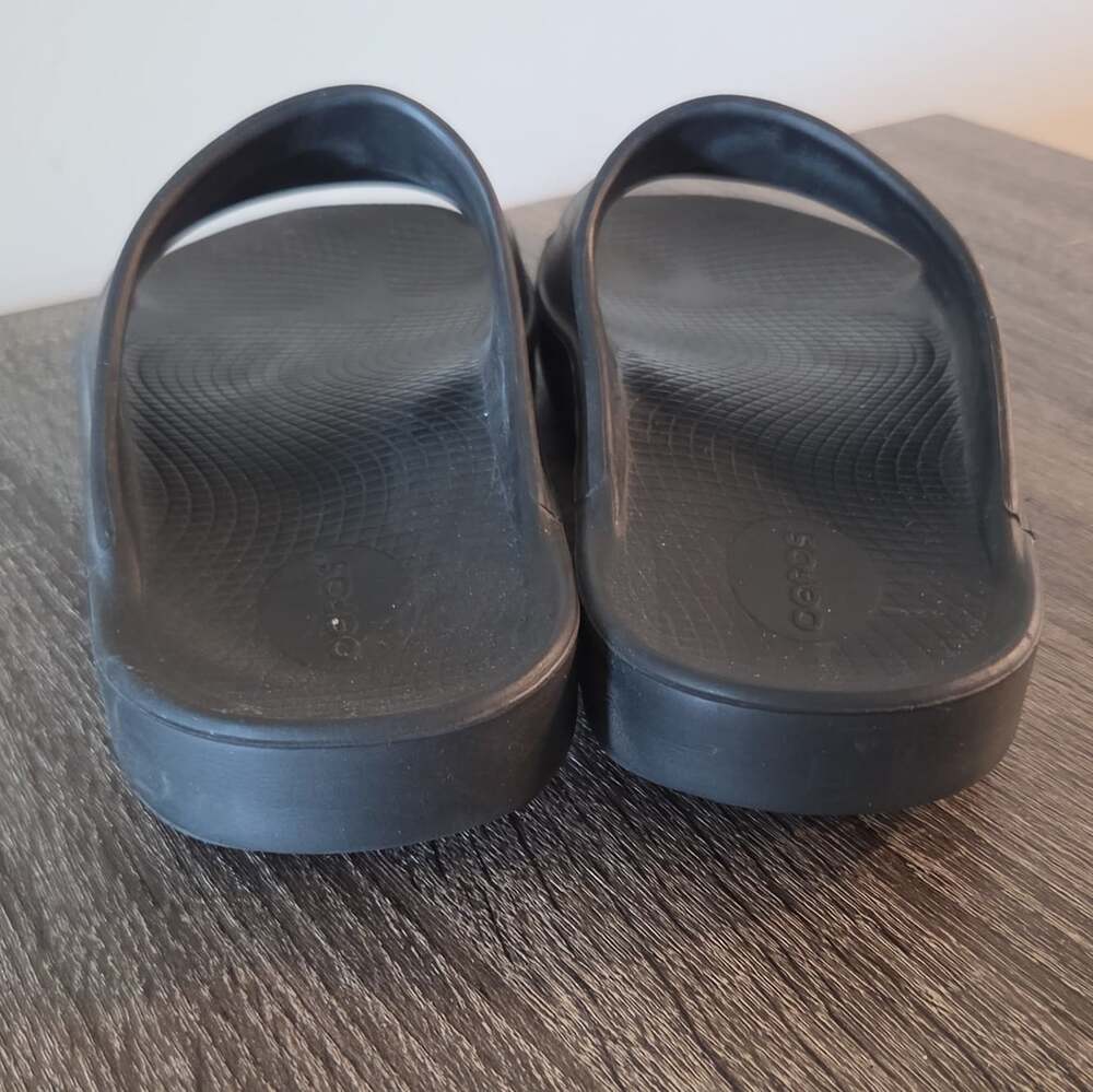 Oofos Men’s Black Slide Sandals Slip-On Open Toe Rubber Upper Logo US 6 - Picture 4 of 8